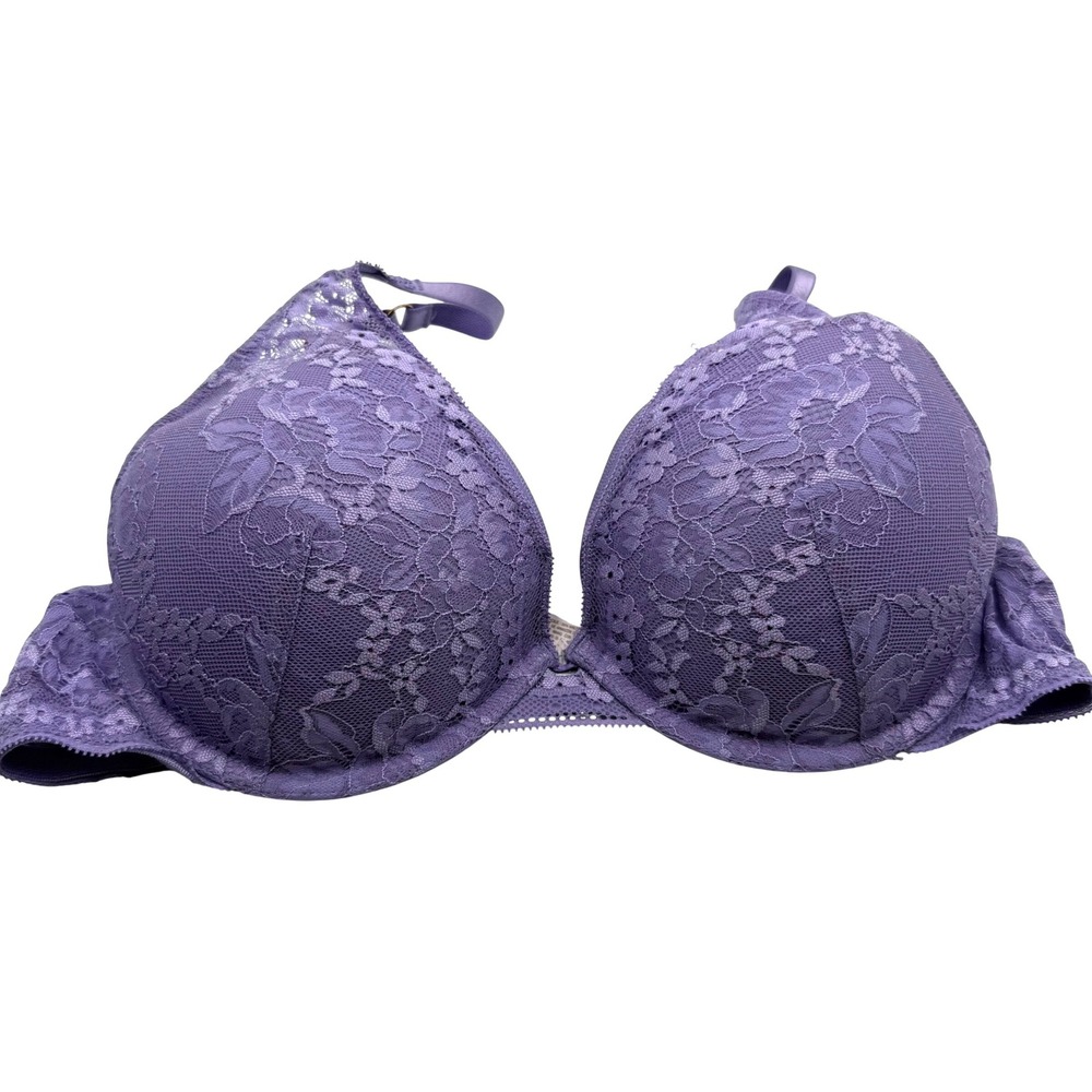 Auden Purple Floral Lace Push Up Underwire Bra 38B Lavender Intimates